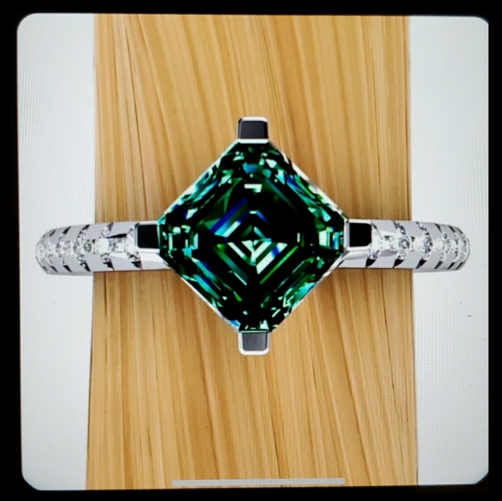 Blue Green Diamond Ring- size 7